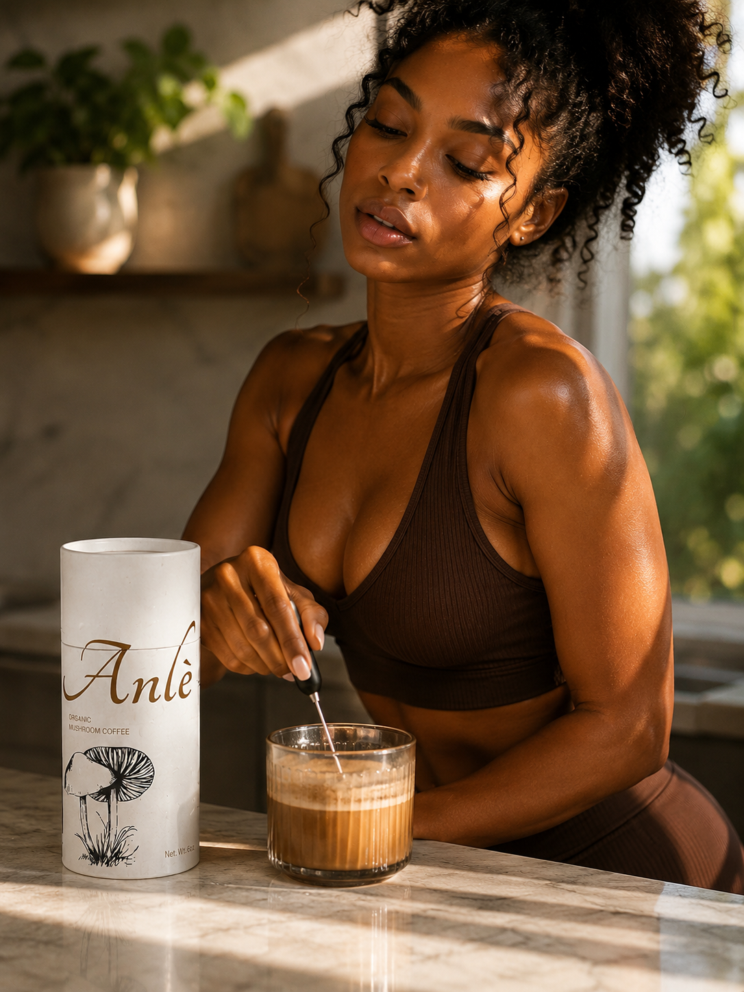 Hands holding a ceramic mug of Anlè